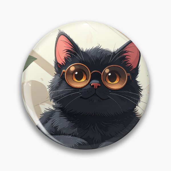 Item preview, Cute Black Cat with Round Glasses designed and sold by BetweenForms.
