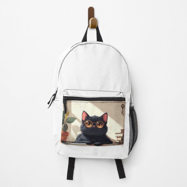 Item preview, Cute Black Cat with Round Glasses designed and sold by BetweenForms.