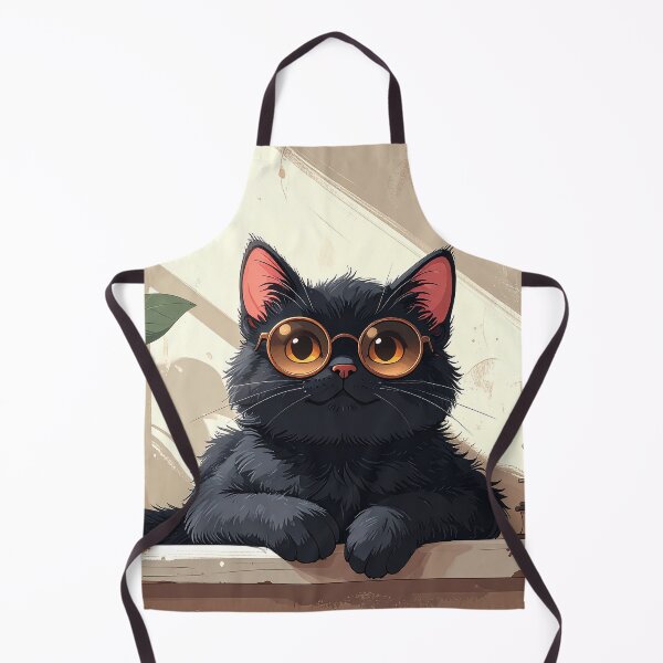 Item preview, Cute Black Cat with Round Glasses designed and sold by BetweenForms.