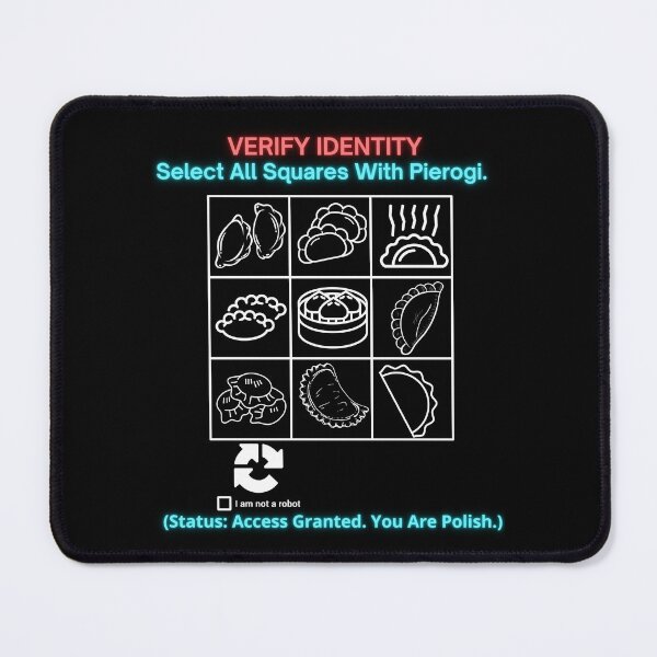 Item preview, Black VERIFY IDENTITY Select All Squares With Pierogi - Funny Polinglish Polish Humor Gift designed and sold by VibePolinglish.