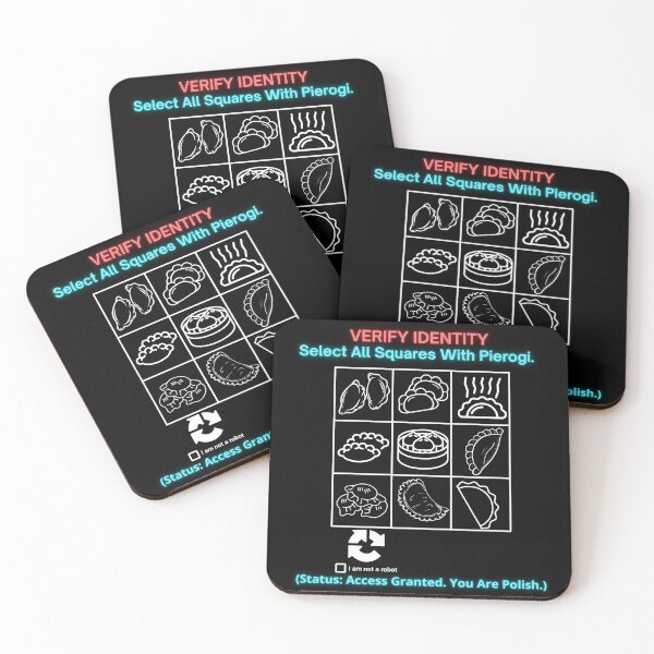Item preview, Black VERIFY IDENTITY Select All Squares With Pierogi - Funny Polinglish Polish Humor Gift designed and sold by VibePolinglish.