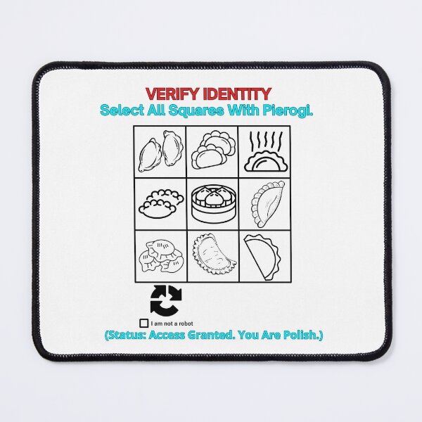Item preview, White VERIFY IDENTITY Select All Squares With Pierogi - Funny Polinglish Polish Humor Gift designed and sold by VibePolinglish.