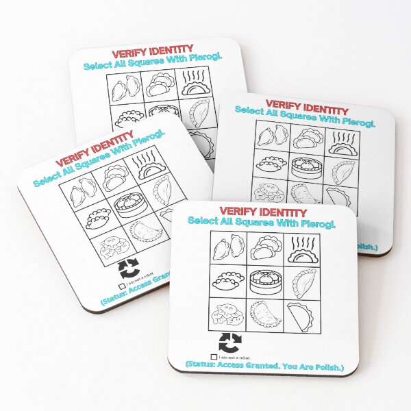 Item preview, White VERIFY IDENTITY Select All Squares With Pierogi - Funny Polinglish Polish Humor Gift designed and sold by VibePolinglish.