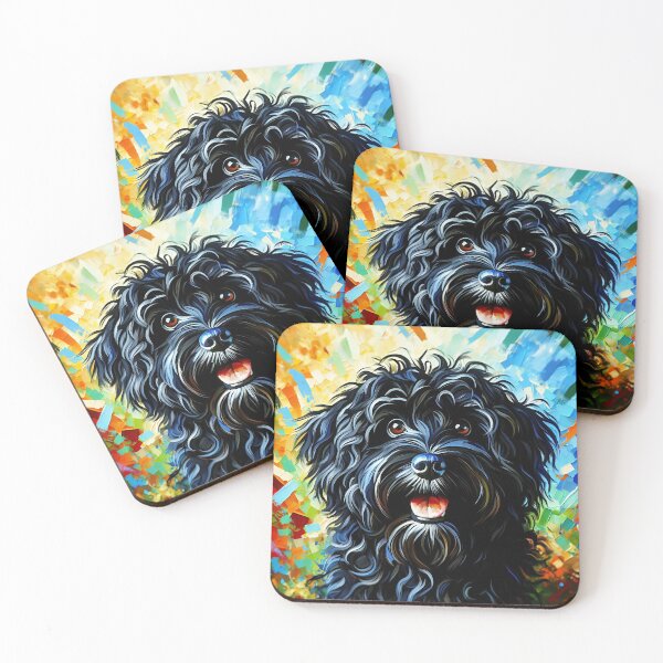 Item preview, Barbet Acrylic Art Black French Water Dog Portrait designed and sold by Puppy Puzzles Plus.