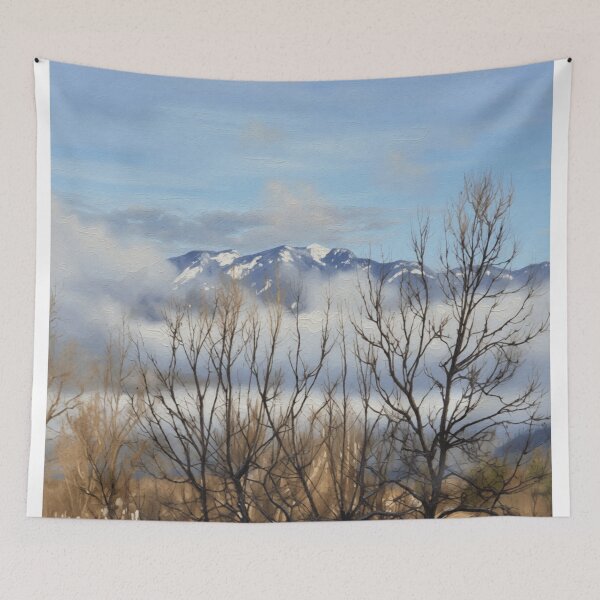 Item preview, Mountains Through Trees Classic Oil colorful photo abstract design designed and sold by SmashingDeals.