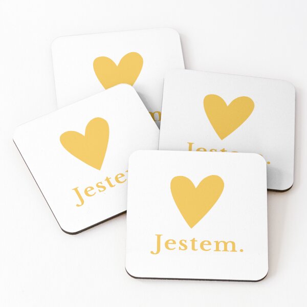 Item preview, Minimalist Jestem Polish Affirmation Yellow Heart Design designed and sold by LekkieStudioArt.