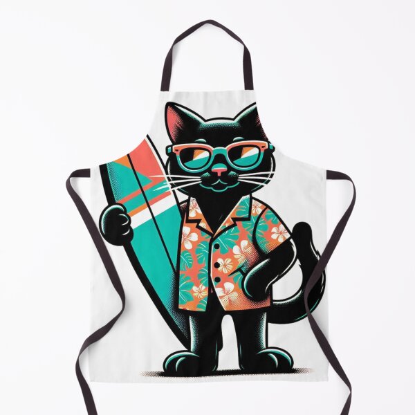 Item preview, Retro Black Cat Surfing designed and sold by Retro@nimals.