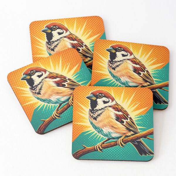 Item preview, Colorful Sparrow – Vibrant Pop Art Bird Illustration designed and sold by Dogandesighn.