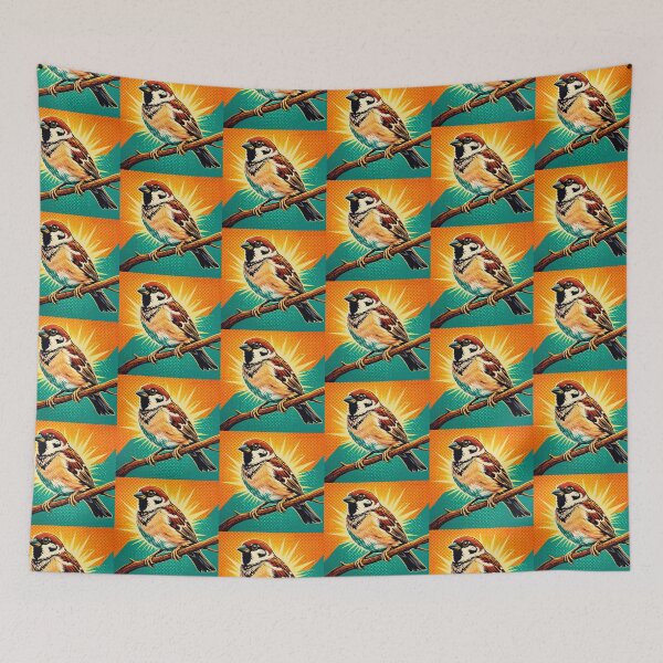 Item preview, Colorful Sparrow – Vibrant Pop Art Bird Illustration designed and sold by Dogandesighn.