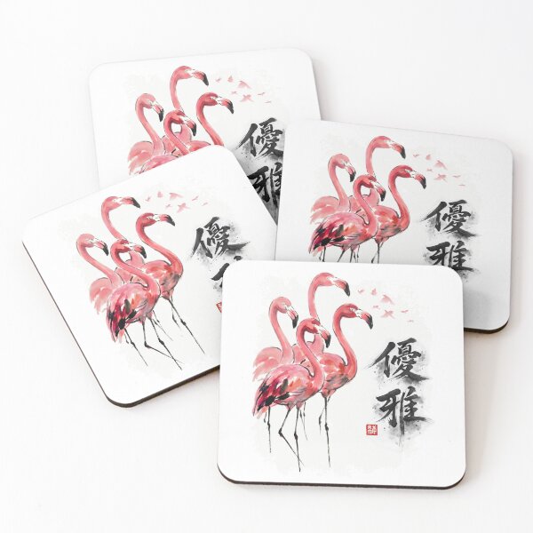Item preview, Flamingo Tropical Bird Japanese Ink Painting designed and sold by JessArty ⭐⭐⭐⭐⭐.