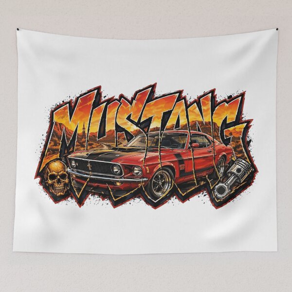 Item preview, Mustang Boss 302 Street Art - Red Vintage Muscle Car Graffiti Design designed and sold by SasquatchTrail.