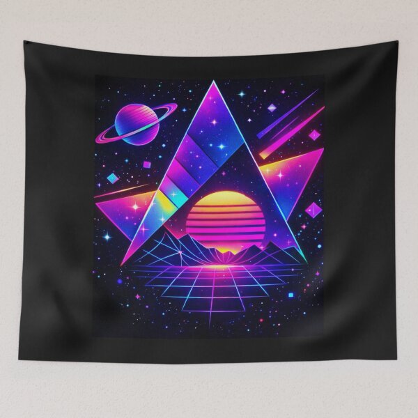 Item preview, Neon Triangle Sunset Grid designed and sold by IMOBILYARI.