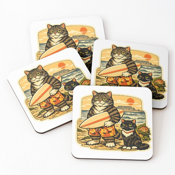 Item preview, Two Cape Town Cats Beach Sunset Woodblock Sticker designed and sold by Tijger Cats.