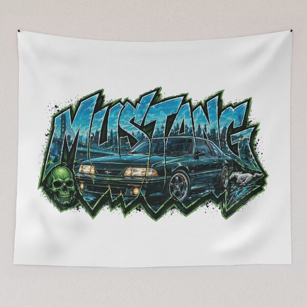 Item preview, Mustang Fox Body Street Art - Green Muscle Car Graffiti Design designed and sold by SasquatchTrail.