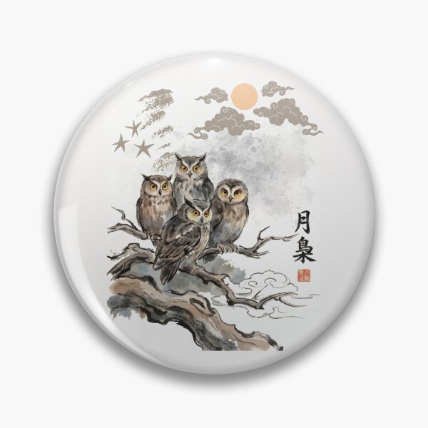 Item preview, Owl Moon Japanese Vintage Nature designed and sold by JessArty ⭐⭐⭐⭐⭐.