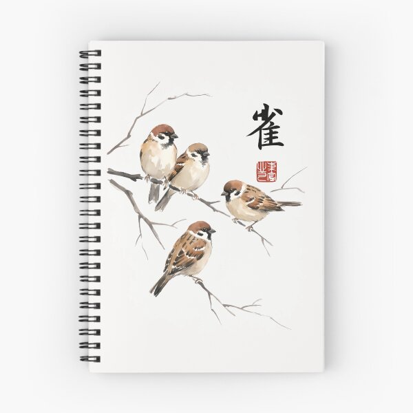 Item preview, Cute Sparrow Bird Japanese Ink Painting designed and sold by JessArty ⭐⭐⭐⭐⭐.