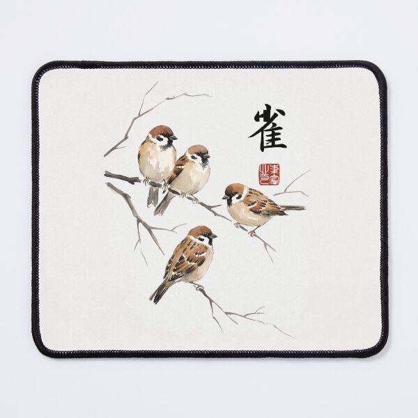 Item preview, Cute Sparrow Bird Japanese Ink Painting designed and sold by JessArty ⭐⭐⭐⭐⭐.