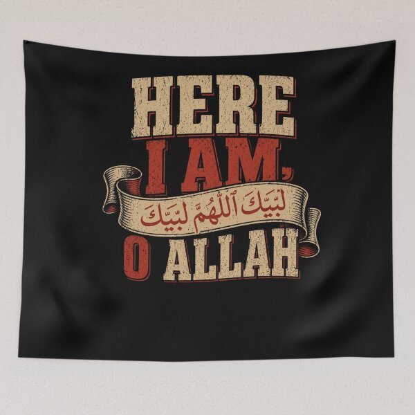Item preview, Here I Am O Allah - Labbayk Vintage Hajj Typography designed and sold by thebestoffer.