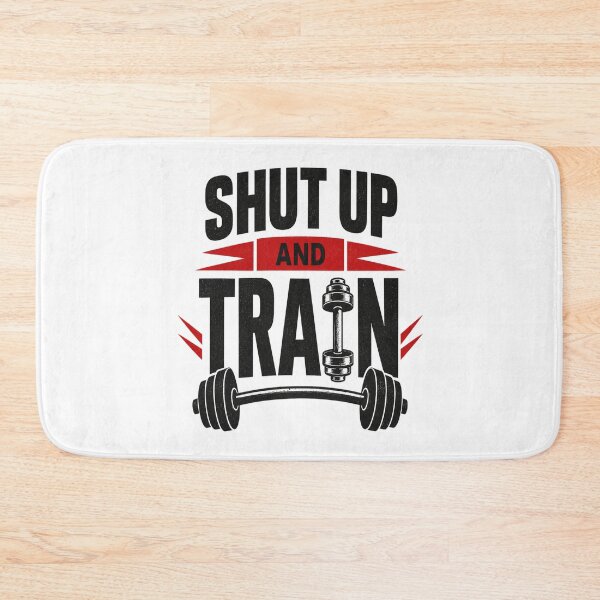 Item preview, Shut Up And Train Dumbbell Gym Typography Design designed and sold by Wolf Creator.