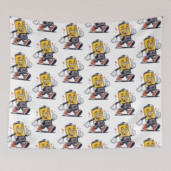 Item preview, Social Battery Funny Introvert Retro Mascot designed and sold by CamaleonDesigns.