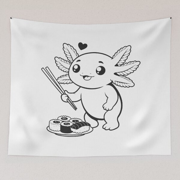 Item preview, Cute Kawaii Axolotl Sushi Rolls Foodie Japan Sticker designed and sold by CutRootCo.