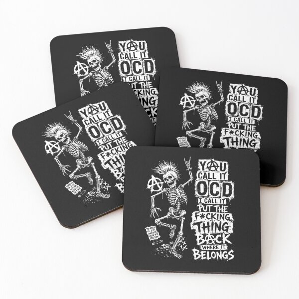 Item preview, You Call It OCD Punk Skeleton Anarchy Dark Humor Sarcasm Black White designed and sold by graphixpolash.
