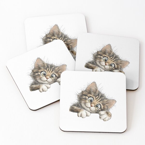 Item preview, Curious Kitten with Big Eyes - Cute Peeking Cat Art designed and sold by Pani Kara.