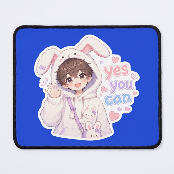 Item preview, Cute Bunny Boy “Yes You Can” Kawaii Anime Pastel Sticker designed and sold by Sidra digital art 8277237.