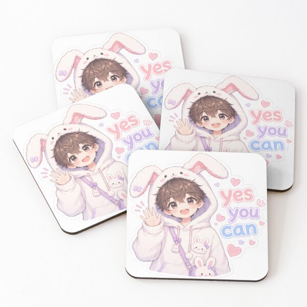 Item preview, Cute Bunny Boy “Yes You Can” Kawaii Anime Pastel Sticker designed and sold by Sidra digital art 8277237.