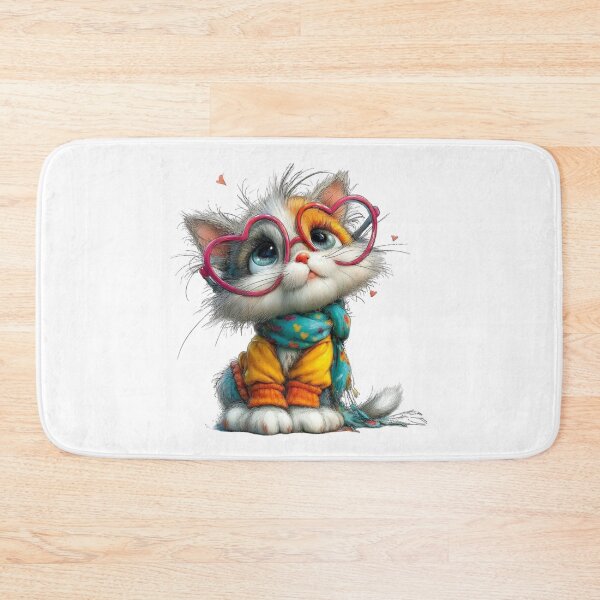 Item preview, Cute Kitten with Heart Glasses & Scarf designed and sold by Pani Kara.