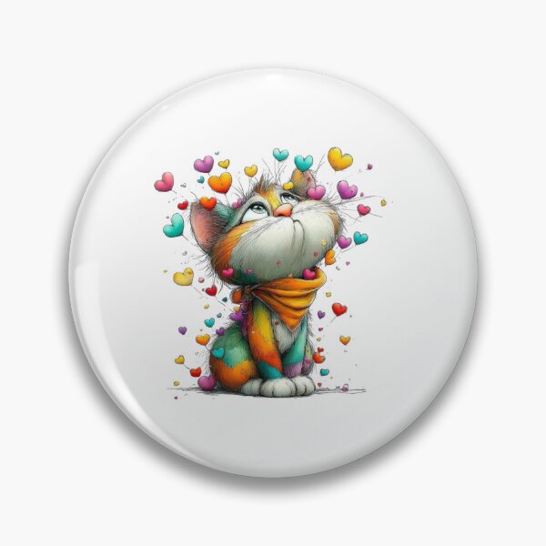 Item preview, Rainbow Heart Cat Art - Colorful Dreamy Kitten with Flying Hearts designed and sold by Pani Kara.