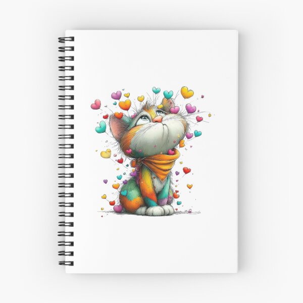 Item preview, Rainbow Heart Cat Art - Colorful Dreamy Kitten with Flying Hearts designed and sold by Pani Kara.