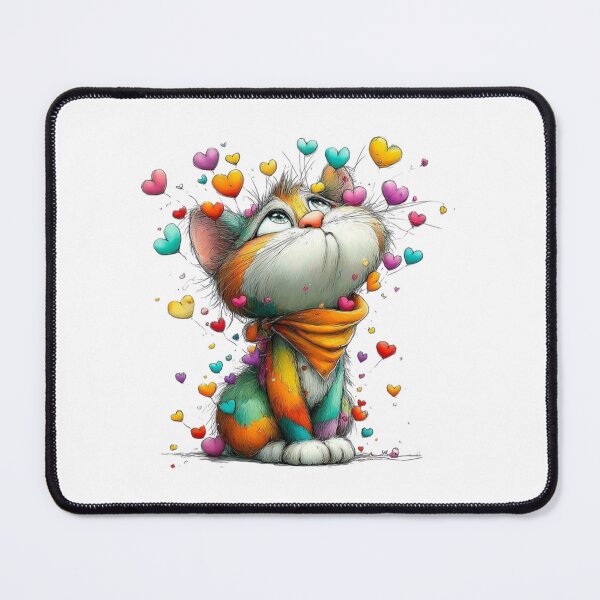 Item preview, Rainbow Heart Cat Art - Colorful Dreamy Kitten with Flying Hearts designed and sold by Pani Kara.