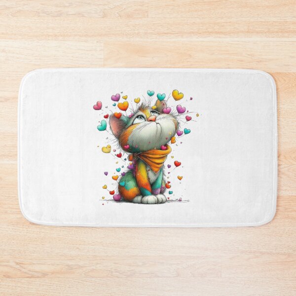 Item preview, Rainbow Heart Cat Art - Colorful Dreamy Kitten with Flying Hearts designed and sold by Pani Kara.