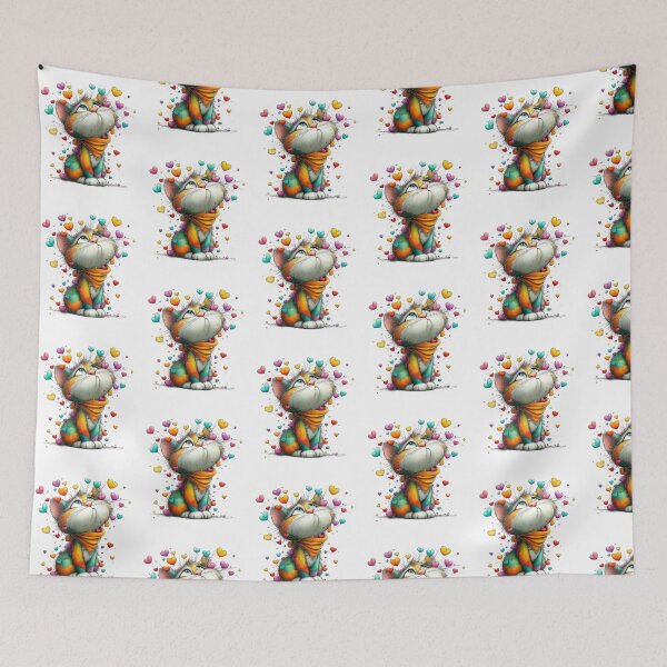 Item preview, Rainbow Heart Cat Art - Colorful Dreamy Kitten with Flying Hearts designed and sold by Pani Kara.