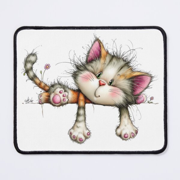 Item preview, Cute Calico Kitten Hanging On - Sweet Cat with Pink Paws Art designed and sold by Pani Kara.