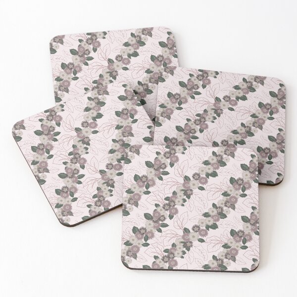 Item preview, Dusty Rose Floral Pattern, Mauve Cottage Daisy Print, Tonal Botanical Stripe Design designed and sold by Shop On Rosebud.