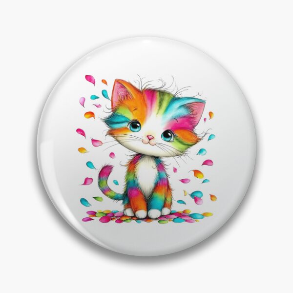 Item preview, Rainbow Kitten with Falling Petals - Colorful Vibrant Cat Art designed and sold by Pani Kara.