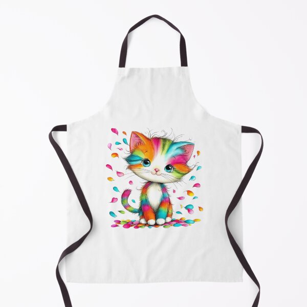 Item preview, Rainbow Kitten with Falling Petals - Colorful Vibrant Cat Art designed and sold by Pani Kara.