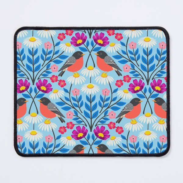 Item preview, Spring robins and wildflowers on light blue designed and sold by Jennifer Ladd.