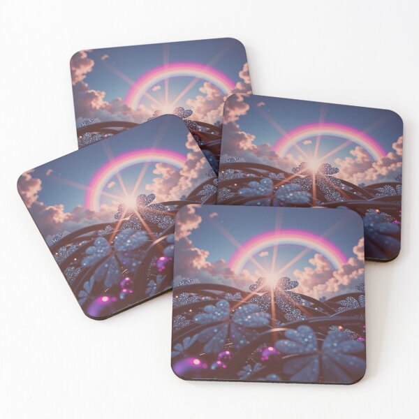 Item preview, Magical Rainbow Clover Wall Art, Dreamy Fairycore Fantasy Flower Print designed and sold by BeautifulVirtues.