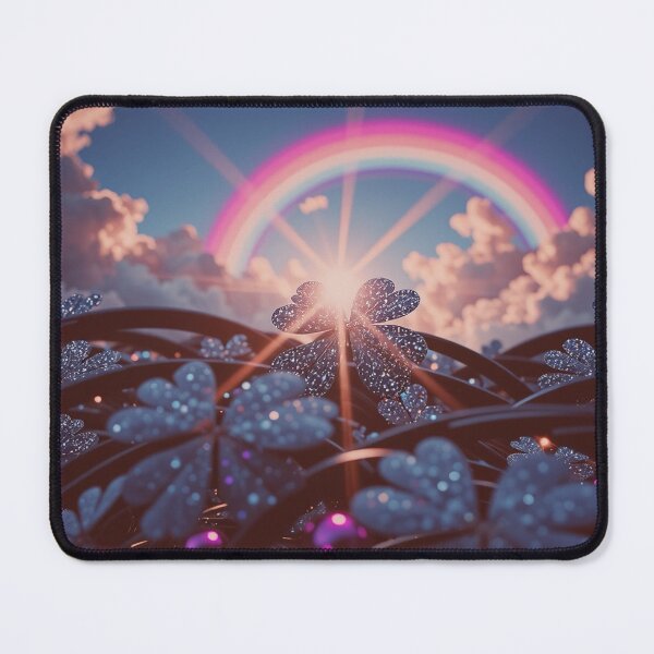 Item preview, Magical Rainbow Clover Wall Art, Dreamy Fairycore Fantasy Flower Print designed and sold by BeautifulVirtues.
