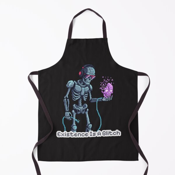Item preview, "Existence Is A Glitch" Cyberpunk Pixel Art Skeleton designed and sold by Cipher & Soul.