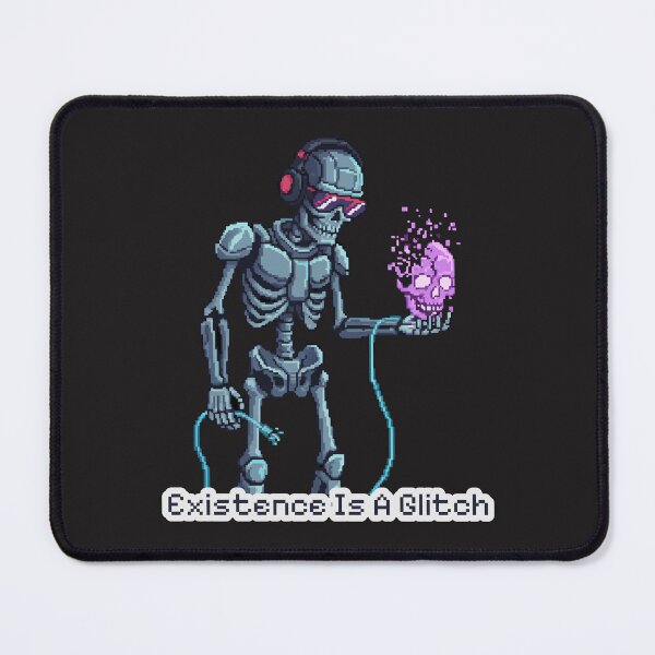 Item preview, "Existence Is A Glitch" Cyberpunk Pixel Art Skeleton designed and sold by Cipher & Soul.