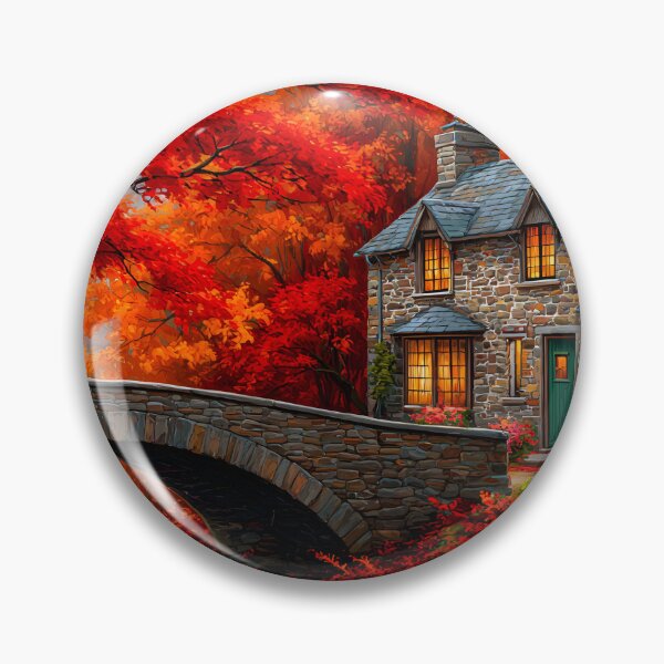 Item preview, Charming Autumn Cottage Surrounded by Vibrant Trees designed and sold by Artessie.