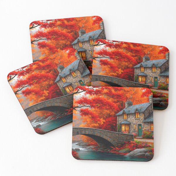 Item preview, Charming Autumn Cottage Surrounded by Vibrant Trees designed and sold by Artessie.