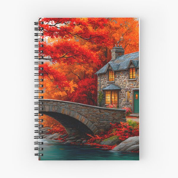 Item preview, Charming Autumn Cottage Surrounded by Vibrant Trees designed and sold by Artessie.