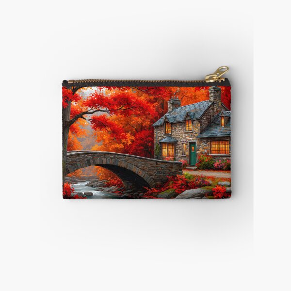 Item preview, Charming Autumn Cottage Surrounded by Vibrant Trees designed and sold by Artessie.