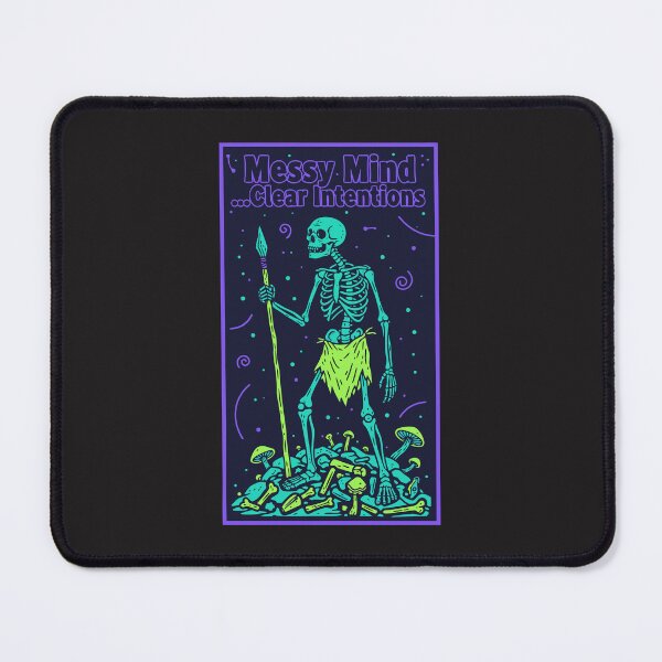 Item preview, "Messy Mind Clear Intentions" Neon Goth Psychedelic Skeleton designed and sold by Cipher & Soul.