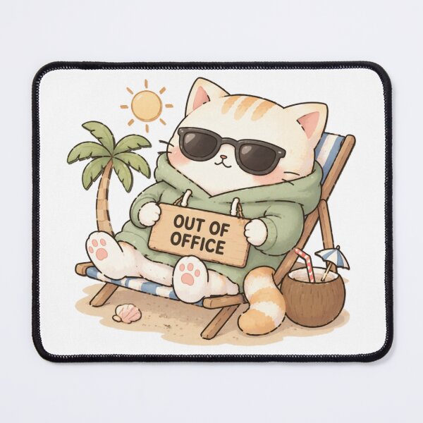 Item preview, Out of Office Cat | Cute Kawaii Aesthetic | Vacation Mood Design designed and sold by The Mood Index.